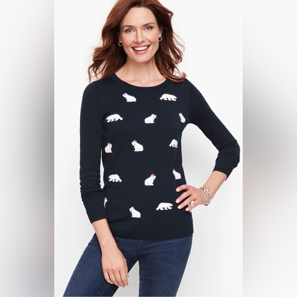 Talbots Dark Blue Sweater with Polar Bear Design